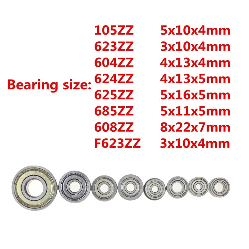 10pcs 608ZZ 105ZZ 623ZZ 624ZZ 625ZZ 685ZZ F623ZZ 604ZZ cuscinetto a sfere a fila singola in acciaio ad alto tenore di carbonio a doppia schermatura