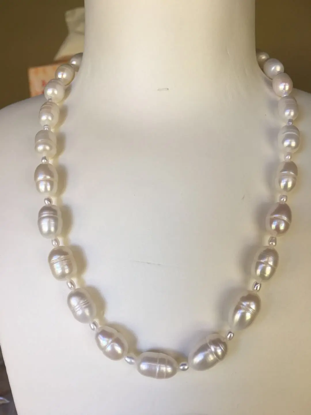 

13-15mm 46CM 18.11in Huge freshwater pearl Natural white necklace Good Luster