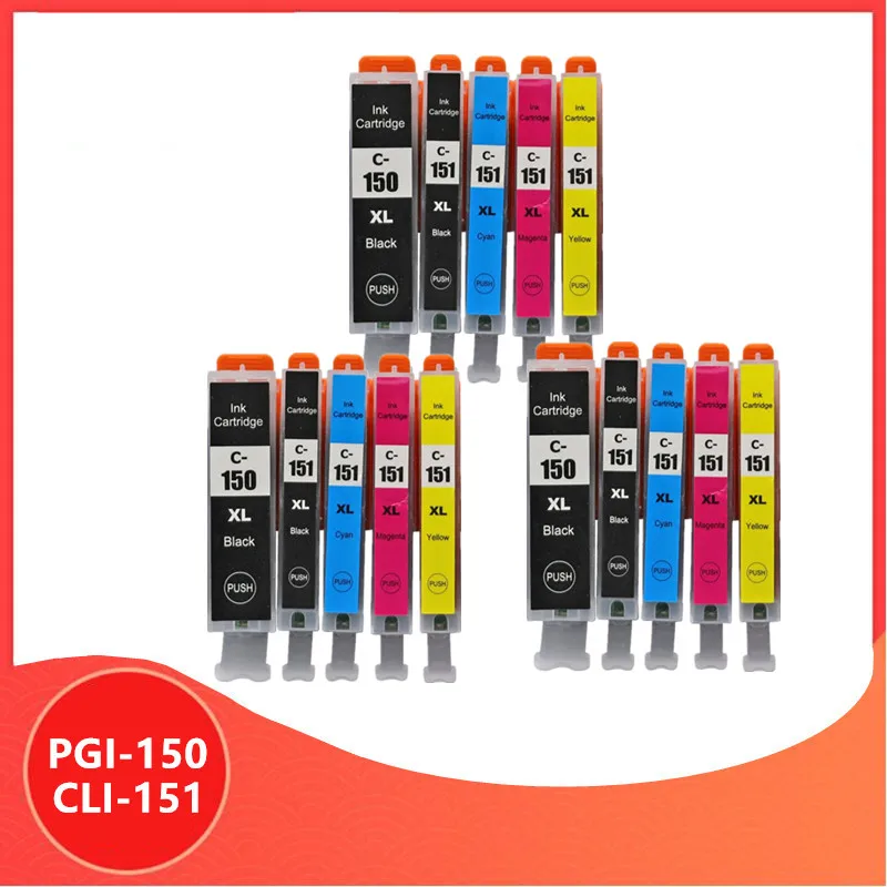 Cartucho de tinta compatível para impressora, PGI150, CLI151, Canon PIXMA, MG7510, IP7210, IP8710, MX721, IX6810, 15pcs