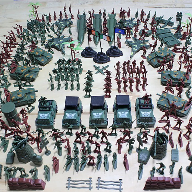 307Pcs/set Plastic 4cm Military Soldier Model Set Handbag Boys Toy DIY Educational Action Figures Accessories Kit Home Decor Toy