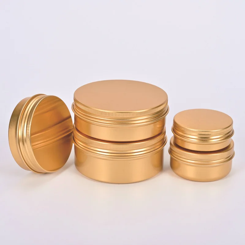 10/30/50pcs Aluminum Jar 30g 50g 60g 80g 100g 150g Metal Cream Jar, Gold Aluminum Tin, Metal Threaded Cosmetic Container