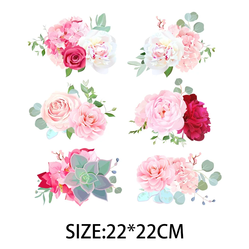 Beautiful And Fresh Plant Flower Pattern Heat Transfer for Clothing Printed Patches for Clothing DIY T-shirt Heat Transfer