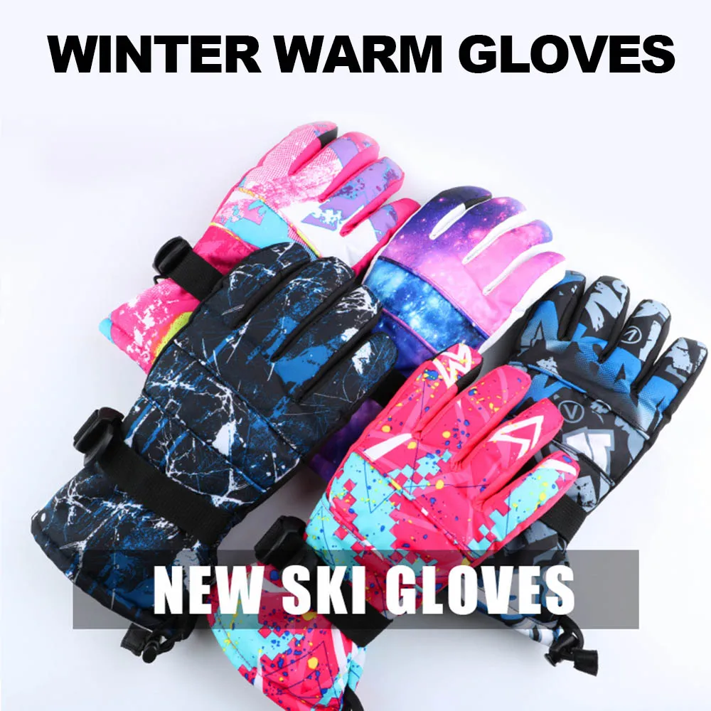 Guantes de esquí impermeables para hombre y mujer, manoplas cálidas para pantalla táctil, resistentes al viento, antideslizantes, para exteriores, Snowboard y motocicleta