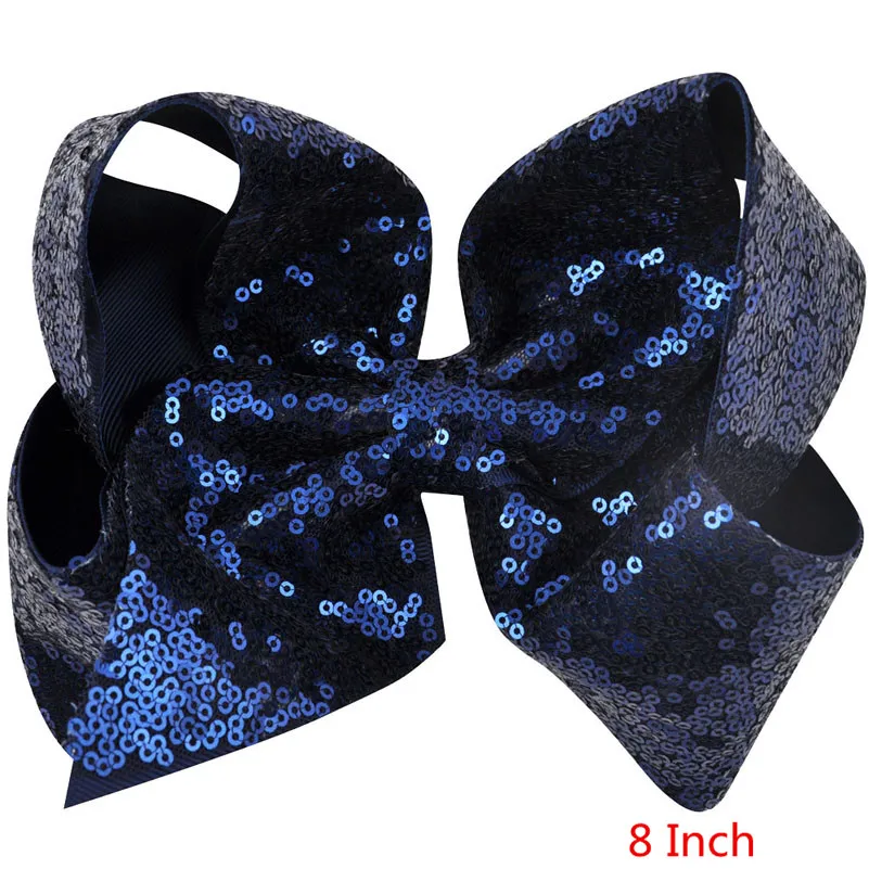 Adorabili 8 pollici/6 pollici bambini ragazze arcobaleno grandi grandi capelli fiocco paillettes accessori per capelli donne brillanti fermagli per capelli partito alligatore