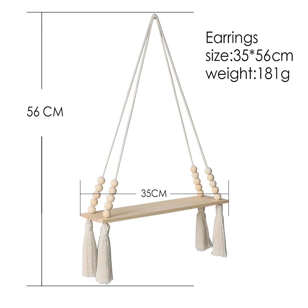 Macrame Wand Hängen Regal Boho Wohnkultur Regale Auf Wand Holz Dekoration für Schlafzimmer Wohnzimmer Kindergarten Christamas Geschenk – Detail 17