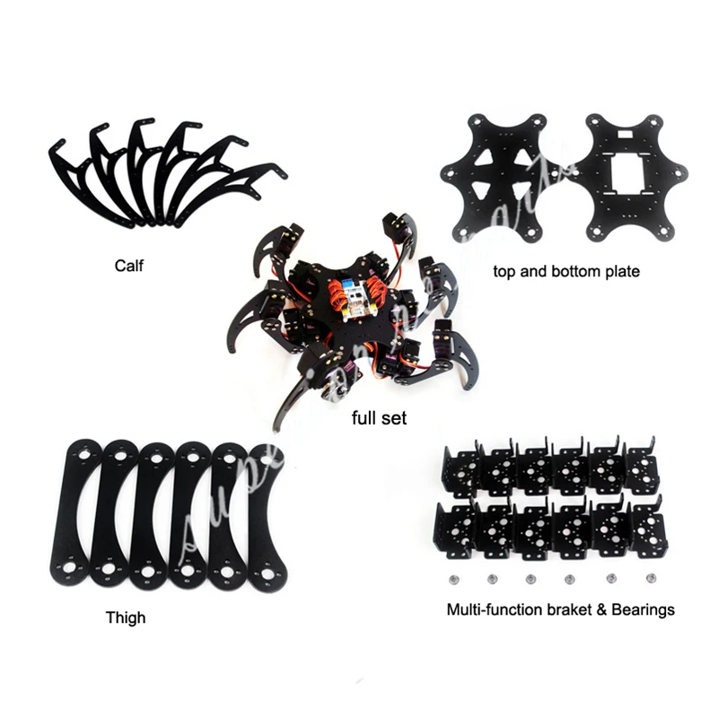 18 DOF Aluminium Hexapod Spider Six 3DOF Legs Robot Frame Kit with Ball Bearing Fully Compatible