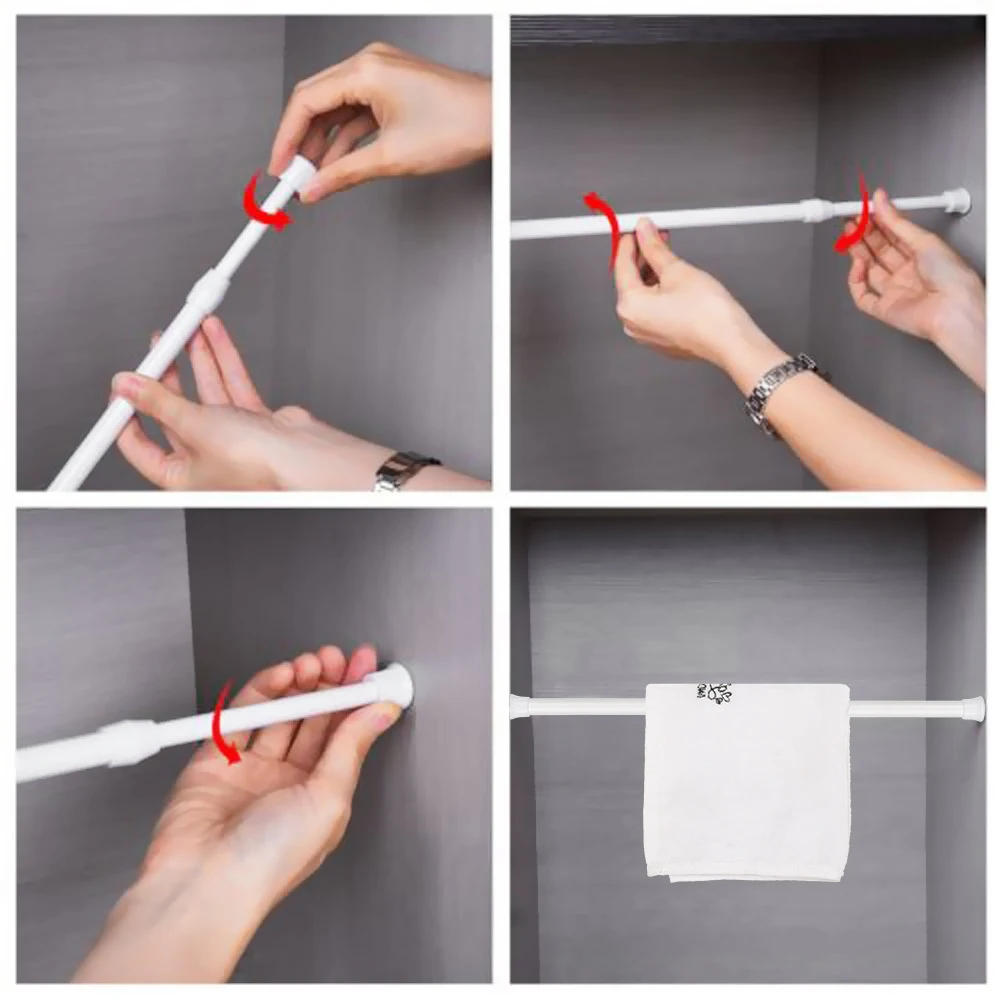 Adjustable Curtain Telescopic Pole Extendable Sticks Multi Purpose Hanging Rods Loaded Hanger Bathroom Product