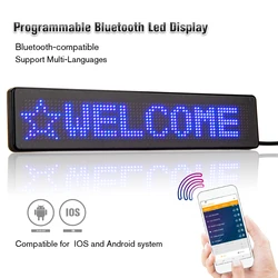 Mini letrero Led para coche Compatible con Bluetooth, WiFi, tablero de visualización de mensajes de desplazamiento programable para taxi, ventana trasera de coche, varios idiomas