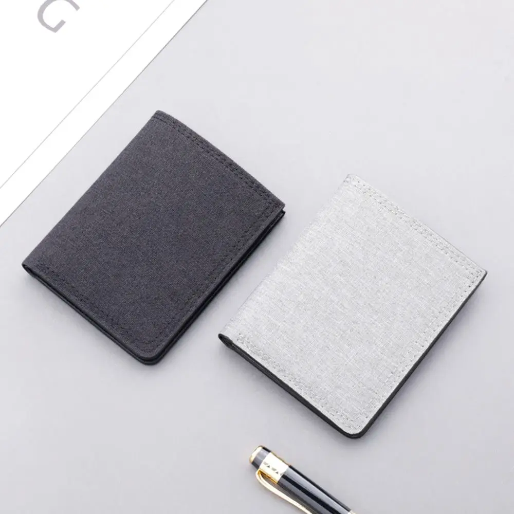 Folding Canvas Fashion Card Holder Men Short Wallet Multi-functional Mini Coin Purse