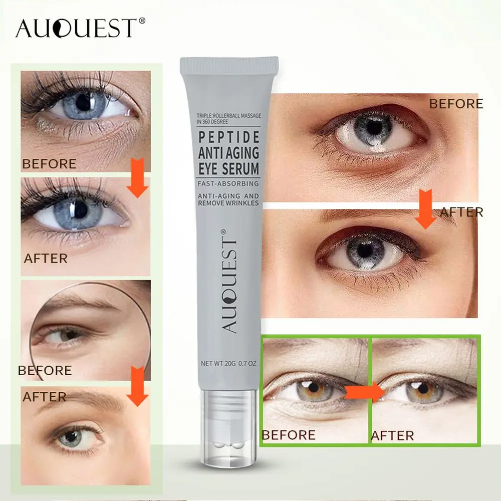 AuQuest Peptides Ageless Instantly Eye Cream Hyaluronic Acid Serum Essence Gel Roller Massage For Firming Wrinkle Puffy Eye Care