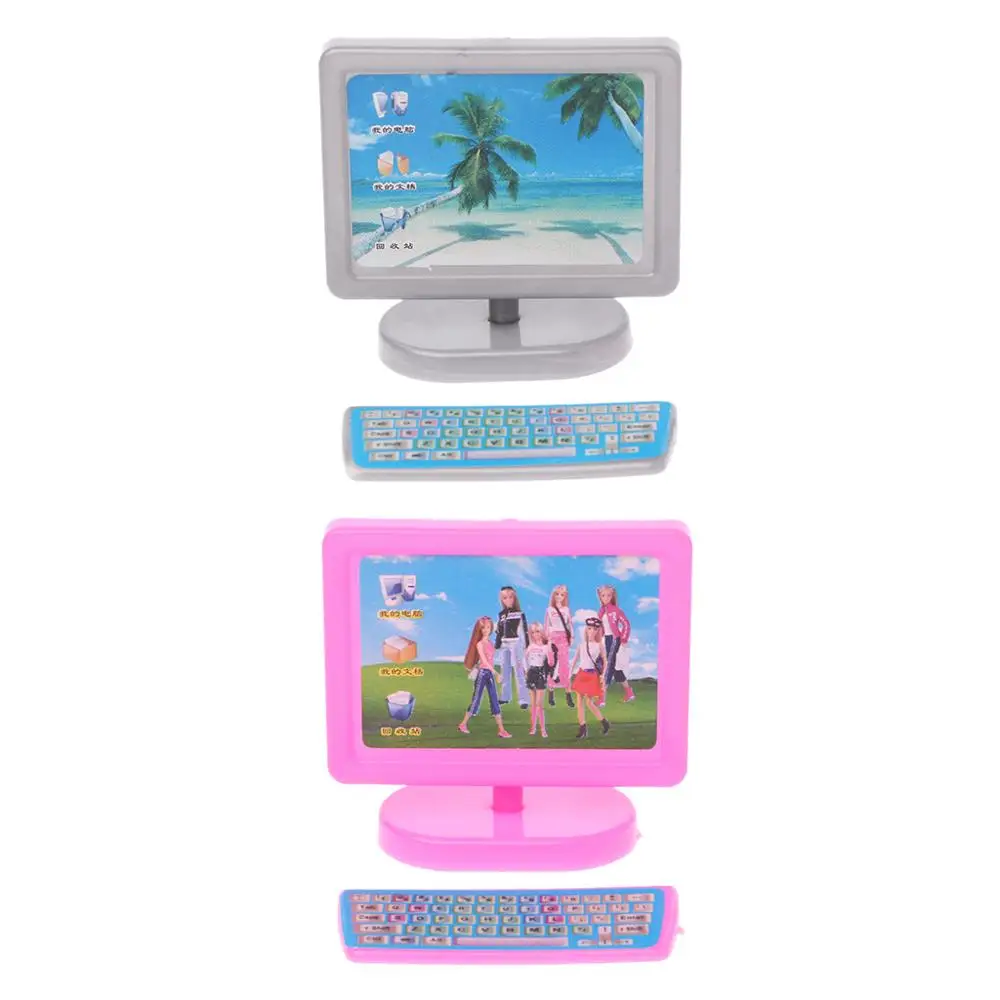 Moderne Computer Poppenhuis Miniatuur Meubels Voor Barbie Doll Kid Speelgoed Meisje Gift 30Cm Poppen Accessoires