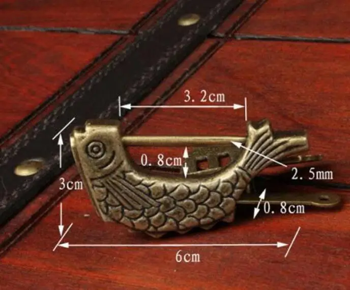 Chinese Vintage Padlock Fish Shape Lock Notebook Luggage Antique Padlock With Key Suitcase Locks Hardware gift