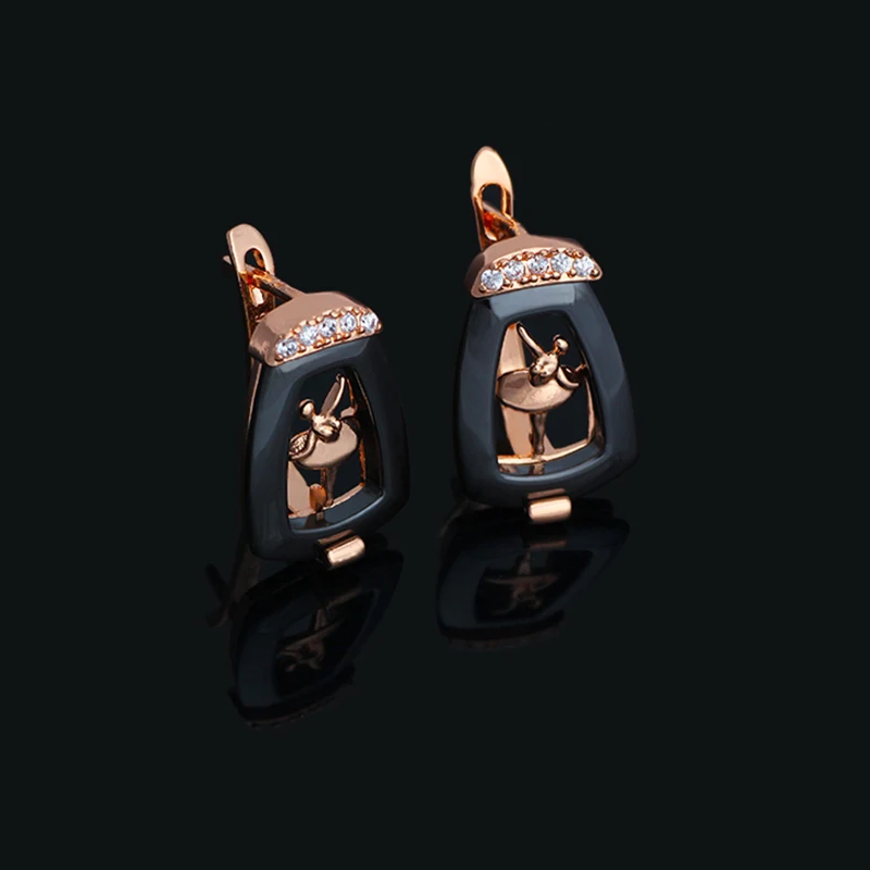 New Fashion Black Ceramic Ballet Dancer Earring With AAA Zircon For Women of Gift Trendy Jewelry Cute Accessories 2022 FS Brand