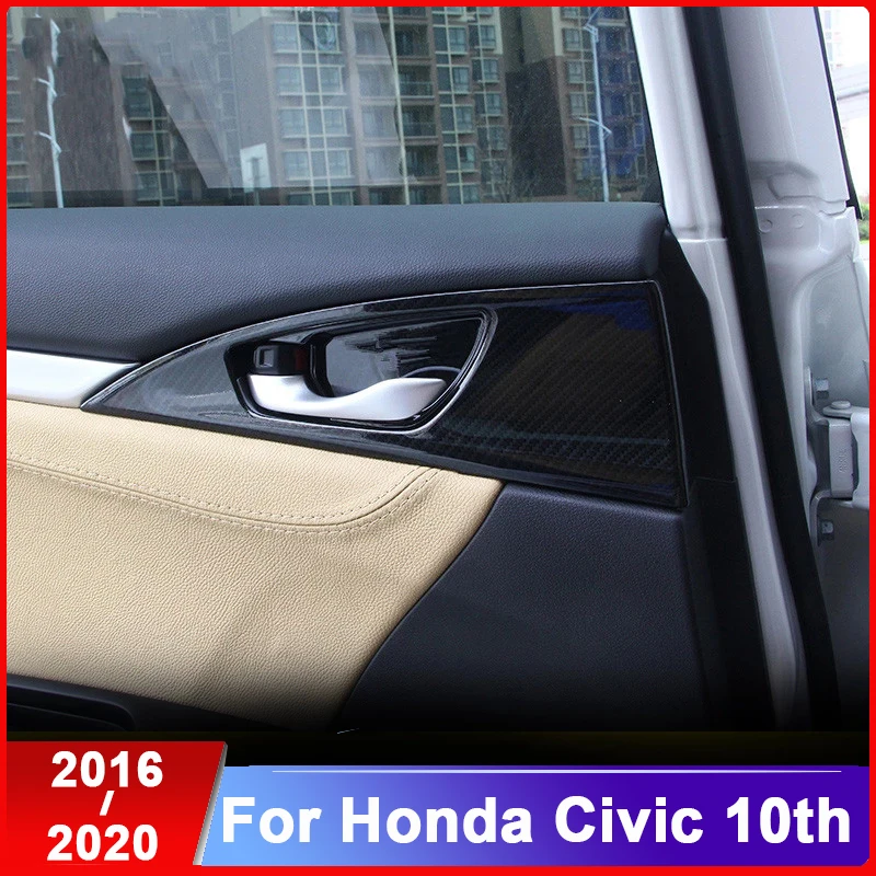 

Carbon fiber interior door handle decorative sticker door handle modification accessories For Honda Civic 10th 2016-2019 2020