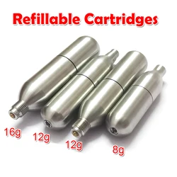 Refill CO2 Cartridge Rechargeable Removable Reusable with Threaded and Unthreaded Strong Sealing Gas Cylinder Capsule 8g 12g 16g