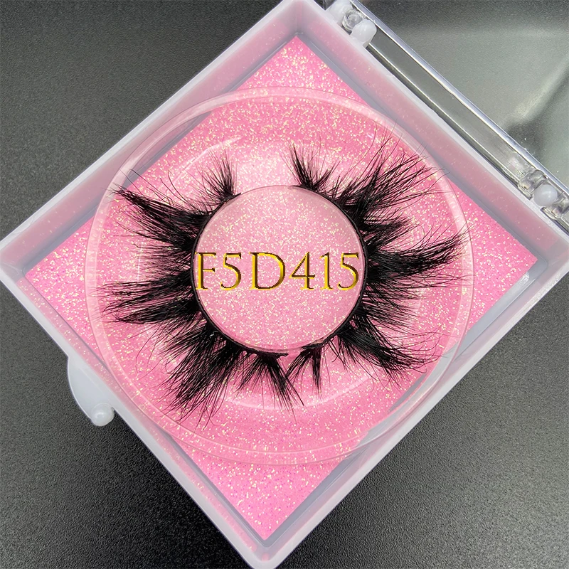 F5D Dramatic Mink Lashes Wispy Fluffy Eyelashes 3D Handmade Bulk Mink Eyelashes Packaging Boxes Custom Logo Soft Wispy Eyelashes