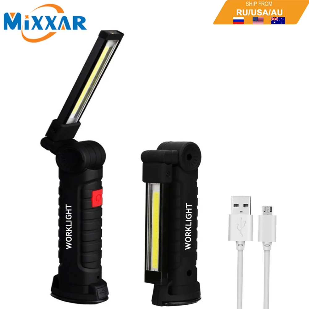 ZK20 LED Flashlight USB Rechargeable Work Light Foldable Portable Travel Light Magnetic Inspection Lamp Lantern Super Bright