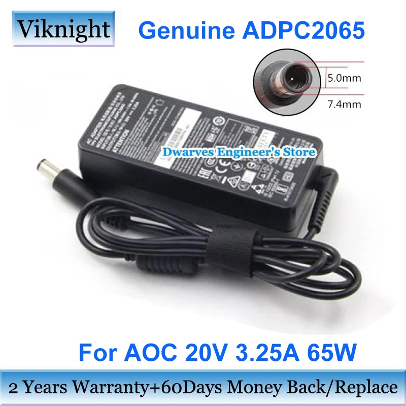 

Genuine ADPC2065 20V 3.25A AC Adapter For AOC AG322FCX AG271FX AGN AG251FG Charger Power Supply 7.4x5.0mm