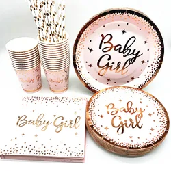 Baby Shower Oh Baby Girl Rose Gold Dot decorazione stoviglie genere rivela decorazioni per feste decorazione per feste di compleanno per bambini