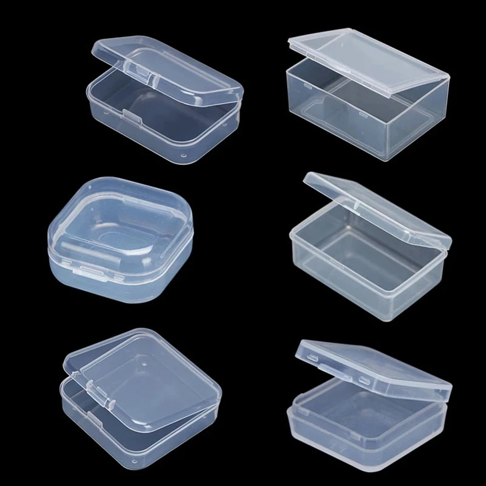 5 Sizes Square Plastic Transparent Storage Box Small Items Sundries Organizer Case Jewelry Beads Container Tools Accessories Box