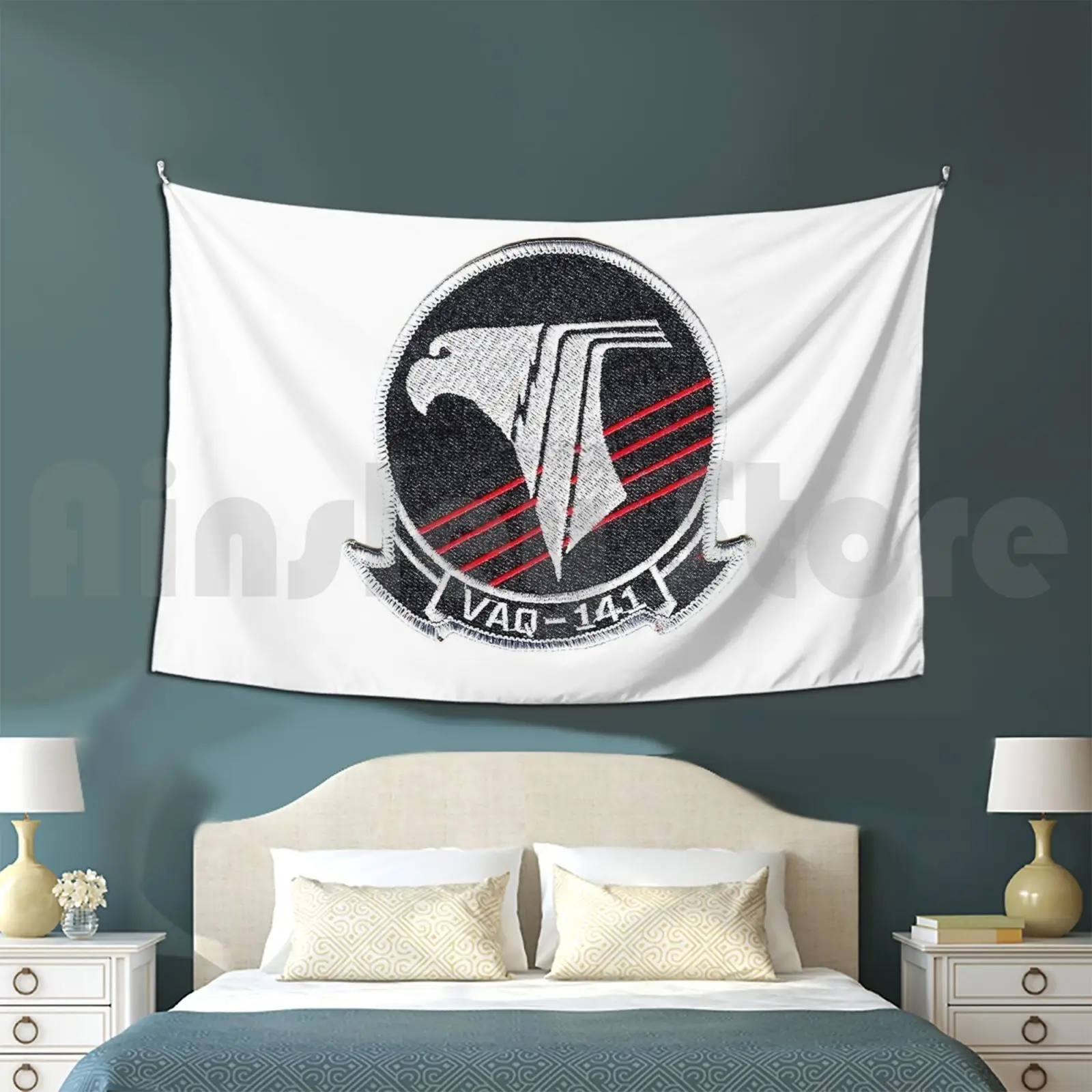 Vaq-141 Shadowhawks Alternate Patch Tapestry Living Room Bedroom Electronic Attack Squadron 141 Shadowhawks Fleet Replacement