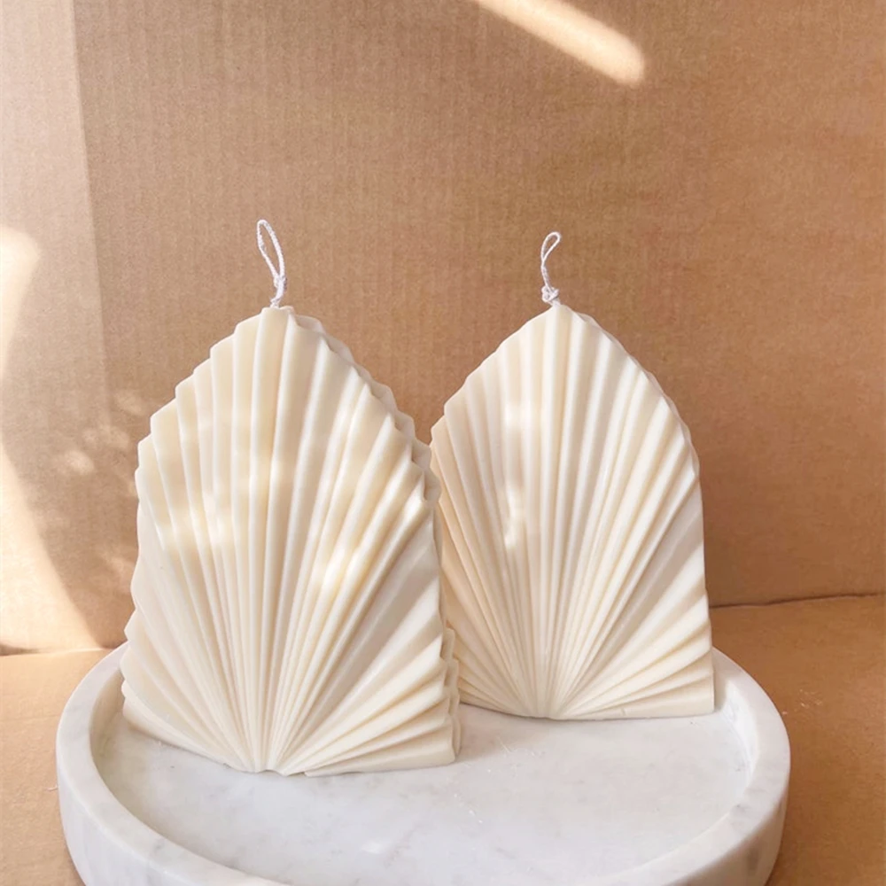 DIY Geometric Stripe Design Silicone Palm Spear Candle Mold Unique Sculpture Pillar Candle Moulds