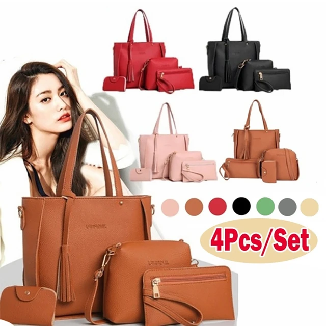 Conjunto de 4 unids set de bolsos de mano conjunto de bolsos de cuero para mujer bolso de hombro de poliester 9 colores AliExpress