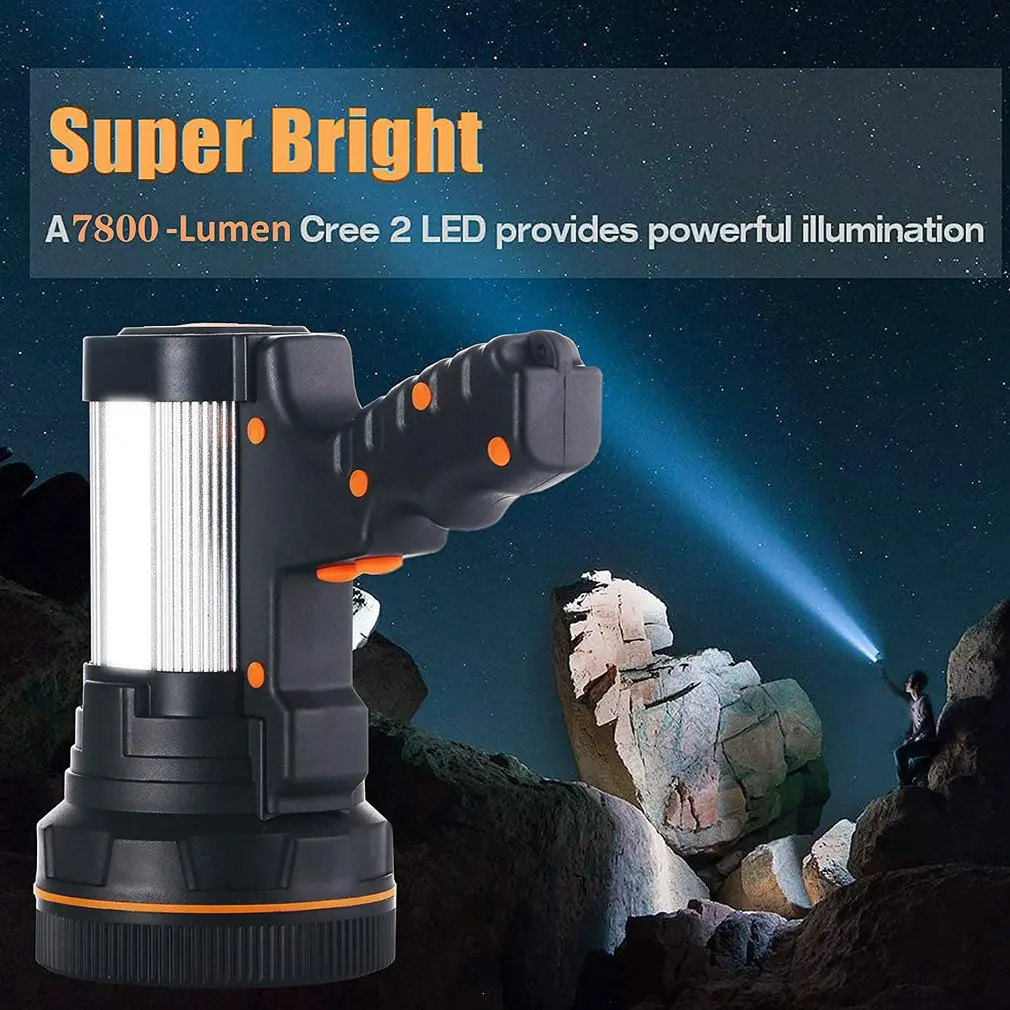 Handheld Searchlight 5 Light Modes LED Rechargeable Super Bright With Ergonomic Handle And Side Light Searchlight Flashlight