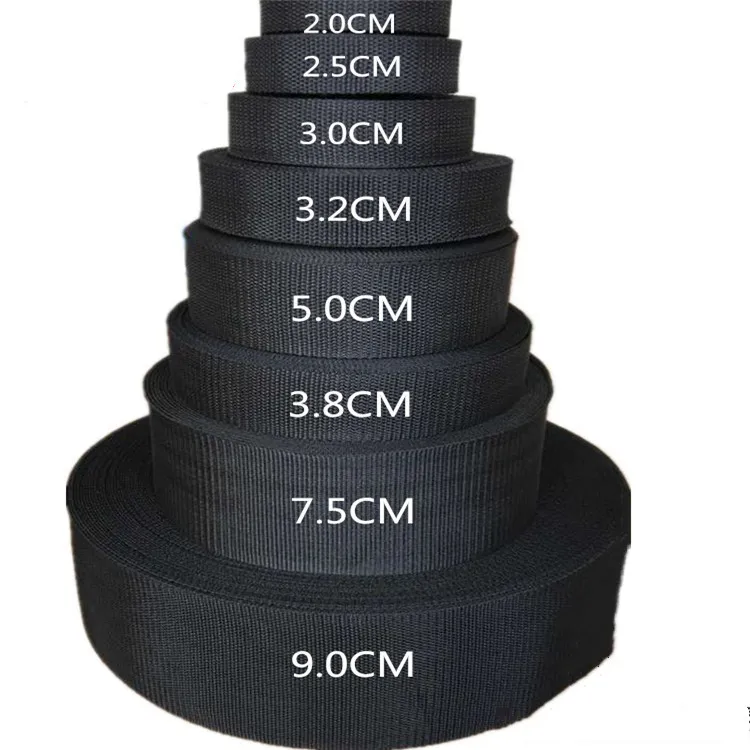 5meters 2-9cm Black Polyester Webbing Band Backpack Strap Pet Collar Tape Belt DIY Outdoor Bag Garment Sewing Accessory