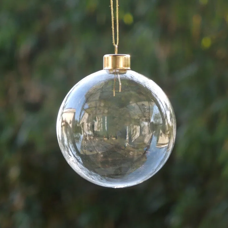 30pcs/pack Diameter=6cm Mini Size Glass Ball Christmas Tree Hanger Transparent Globe Home Decoration Hanging Pendant