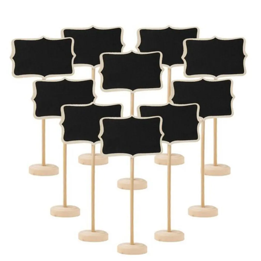 10Pcs Blackboard Wooden Chalkboard Mini Wood Message Notice Board Table Garden Wedding Birthday Party Christmas Decoration