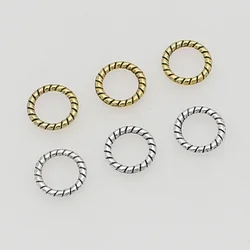 100pcs/lot Vintage Twisted Round Connectors 8mm Antique Gold/Silver Earrings Close Jump Ring Connection DIY Jewelry Accessories