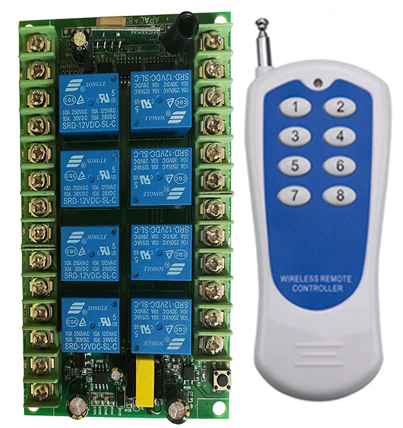 500m AC 220V 8 Channels 8CH RF Wireless Remote Control Switch Remote Control System receiver transmitter 8CH Relay 315/433 MHz