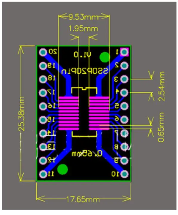 10 pçs/lote SOP20/SSOP20/TSSOP20 para DIP20 0.65/1.27mm Transferência Placa Placa PCB Adaptador Pinboard Pin IC Teste