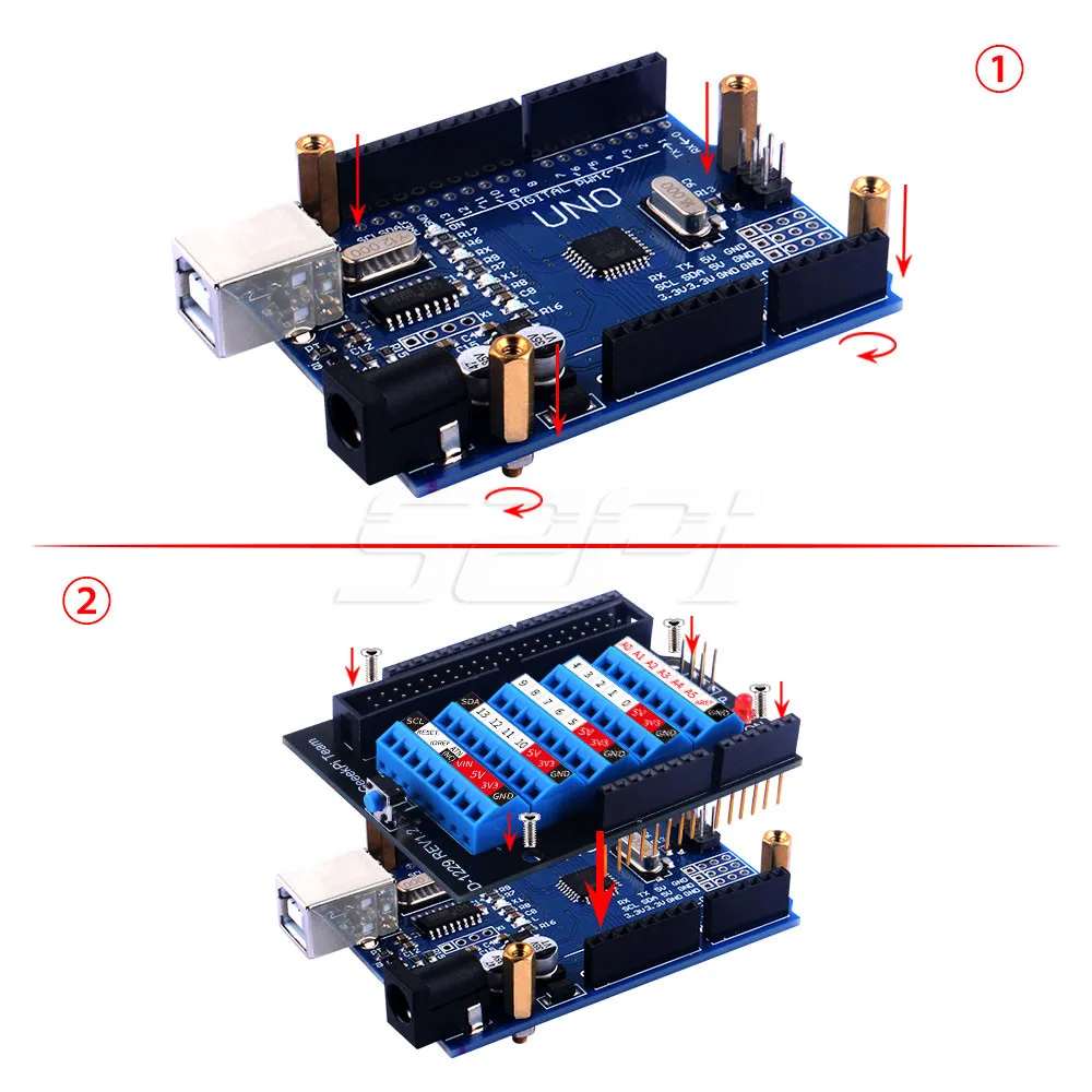 Śruba zaciskowa do płyty rozwojowej Arduino UNO z miedzianym słupkiem nakrętka śruby znacznik etykiety wstępnie lutowana głowica pinowa ICSP