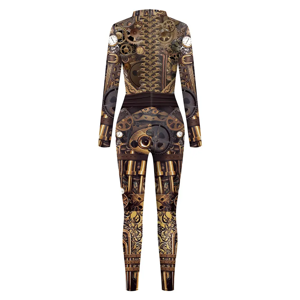 FCCEXIO Mechanical Style Women Jumpsuits High Quality New Long Sleeve Zipper Suit Cosplay Costume Steampunk Party Costumes