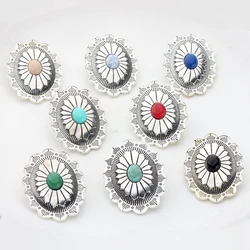 30*43mm 2pcs/lot Zinc Alloy  Button Retro Style Oval Flowers Shape Decorative Buttons Charms For DIY Jewelry Accessories