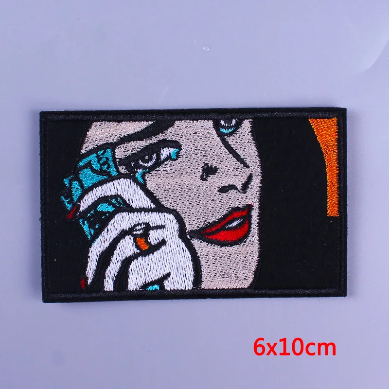 Sexy Girl Lips Patch Iron On Patches For Clothing Hip Hop Embroidery Patch Rock Stripe Clothes African Girl Applique Accessories