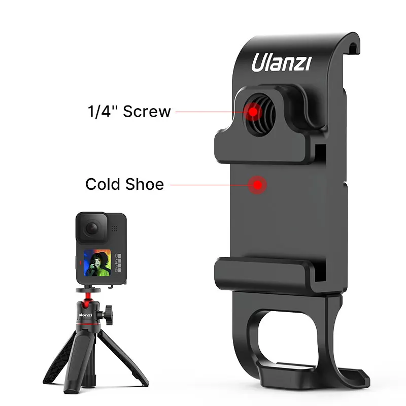 Ulanzi ประตูข้างแบตเตอรี่โลหะ G9-6สำหรับ GoPro HERO 12 11 10 9ฝาปิดแบตเตอรี่สีดำ Type-C ชาร์จได้สกรู1/4ตัว D