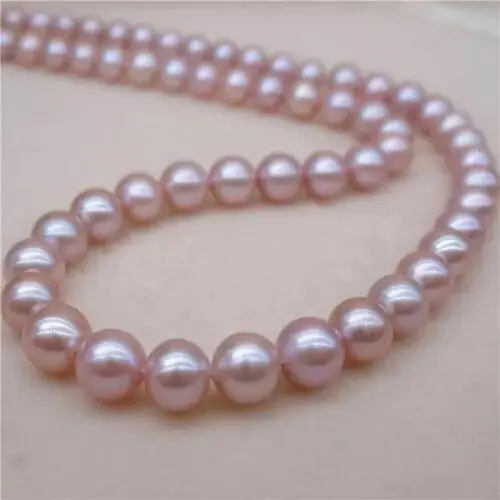 HABITOO Gorgeous 10-11mm South Sea Round Lavender Pearl Necklace 18 inch Jewelry for Women Charming Christmas Gifts Daily Wear