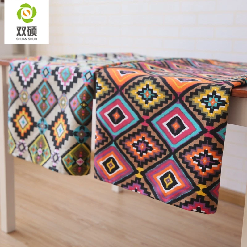 Bohemian fabric Mediterranean style cotton and linen restaurant tablecloth home anti-scalding square coffee table tablecloth cov