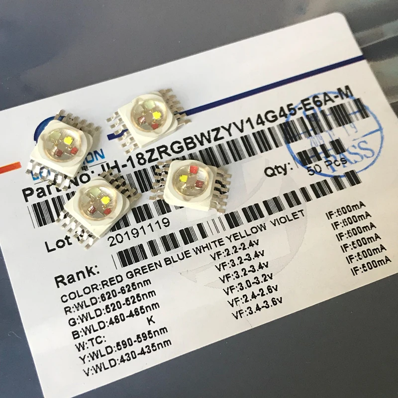 Free Shipping 10pcs/lot LED RGBWYV 6in1 18W for LED RGBWYV Lighting  LED Chips red/green/blue/white/Yellow/Purple