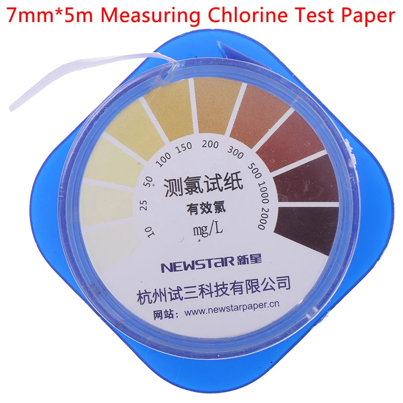 5M/Roll Chlorine Test Paper Strips Cleaning Water Testing Measuring  Range 10-2000mg/lppm Color Chart