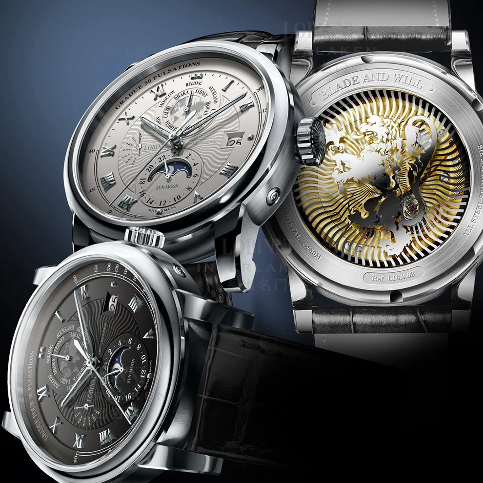 LOBINNI Luxury Genuine Leather Strap Automatic Mechanical Watches Men Sapphire Glass Waterproof Watch Date Week Moon Phase Watch
