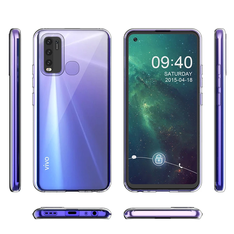 For vivo Y30 Y50 Y 50 30 Slim Crystal Clear Transparent Soft TPU Back Case Protection Skin Camera Protect Cover
