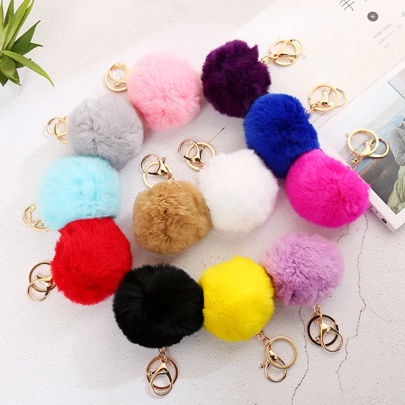 cute 8cm plush ball Colorful Favorite Keychain bag decoration stuffed soft good quality christmas festival gift for friend kid