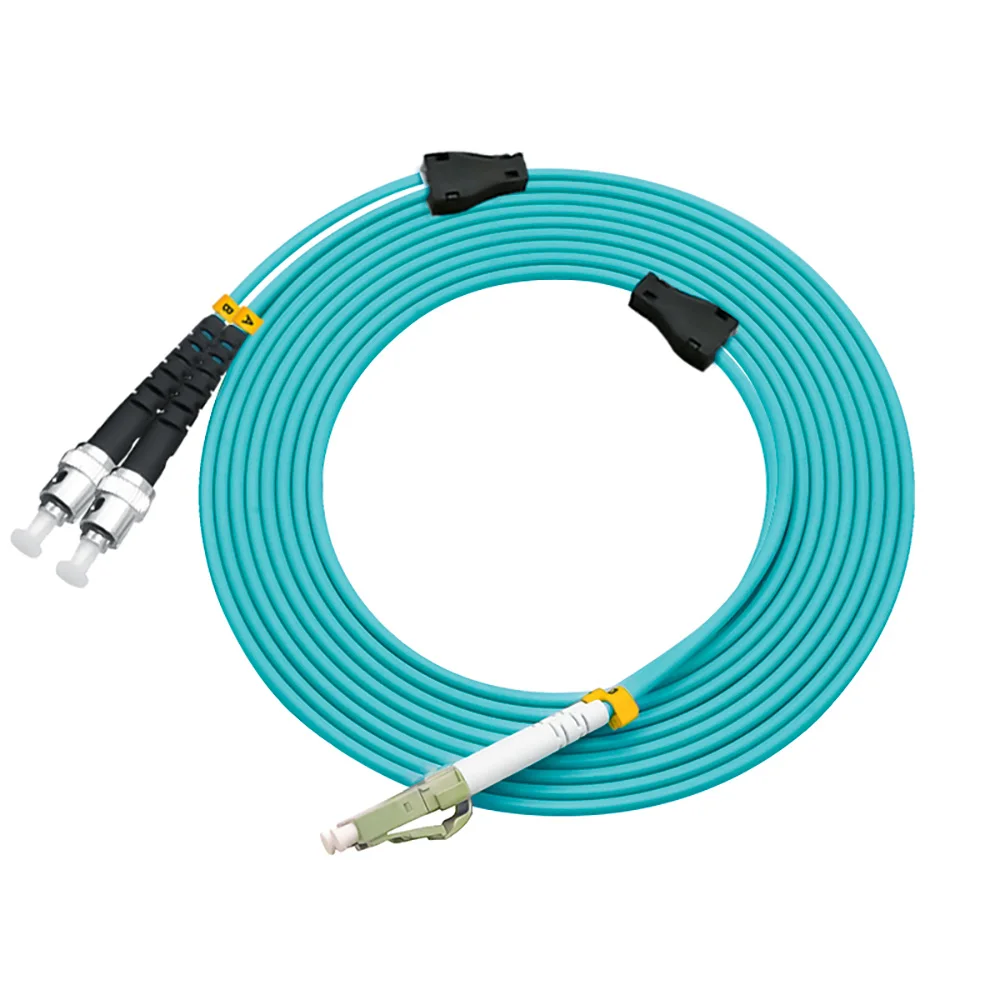 

80 Meters LC-ST Indoor Armored Duplex 10 Gigabit 50/125 Multi-mode Fiber Optical Cable OM3 Aqua 10GB LC to ST Patch Cord Jumper