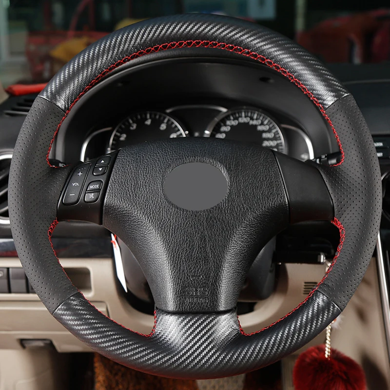 Carbon fiber Black Suede Car Steering Wheel Cover for Mazda 3 Mazda 5 Mazda 6 2003 2004 2005 2006 2007 2008 2009