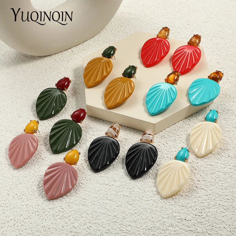 New Trend Big Dangle Earrings For Women Girls Fashion Jewelry Cute Korean Earrings Female Colorful Resin Elegant Earring Brincos