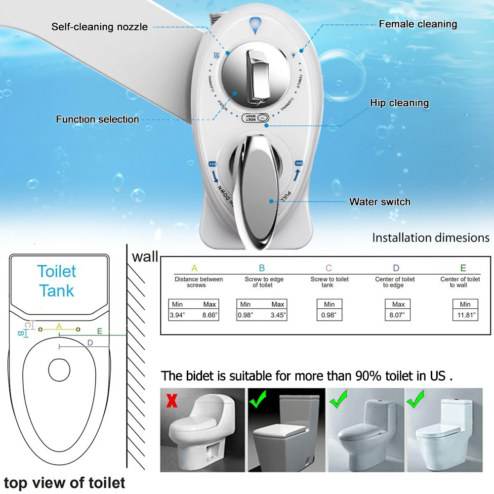 New Model For Left Hand Use Double Nozzle Bidet Accessory Special Nozzle For Ladies